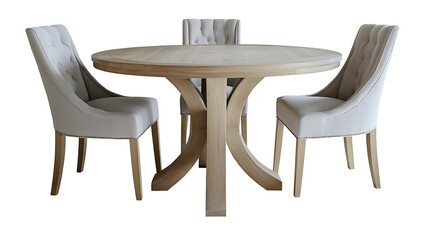 A wooden table with four chairs around it