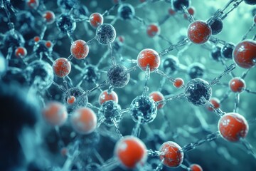 Molecular structure showcasing interconnected atoms in a dynamic arrangement