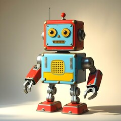 Fototapeta premium Retro vintage Robot, Concept for Kids Play or Robotics Education
