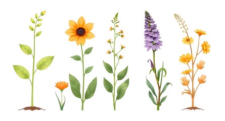 set of flowers plant