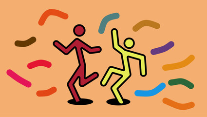 dancing people, party, flat  color illustration