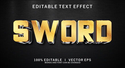 Obraz premium golden sword 3d vector text effect with modern style design