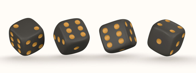 Realistic 3d dice from different sides. Casino game concept. Vector illustration