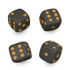 Realistic 3d dice from different sides. Casino game concept. Vector illustration