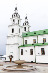 Minsk Cathedral of the Holy Spirit on a winter day, vertical photo