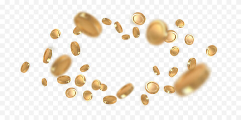 3d gold coins falling. Financial success concept. Vector illustration