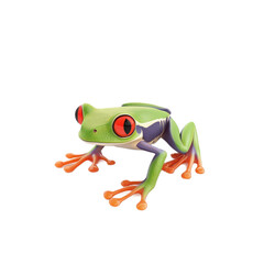 Obraz premium 3D vector icon of Red-eyed tree frog isolated on transparency background