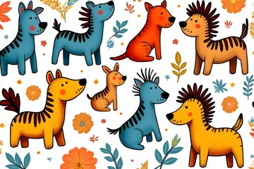 Naklejka premium seamless pattern with animals
