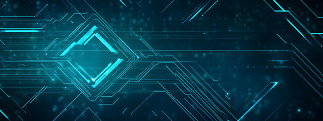 Fototapeta premium Blue technology background with arrow and tech vector elements for design template 