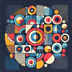 Obraz premium Utilizes simple geometric shapes like circles squares and triang