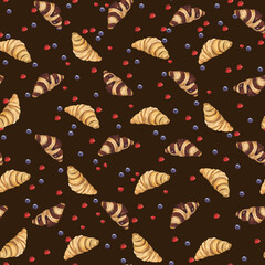 Watercolor illustration of of baking. Hand-drawn pattern from isolated clip art on a white background. Bright and appetizing pictures of realistic watercolor buns for menus, signs, packaging, textiles