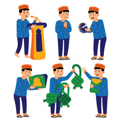 happy young men celebrate ramadan