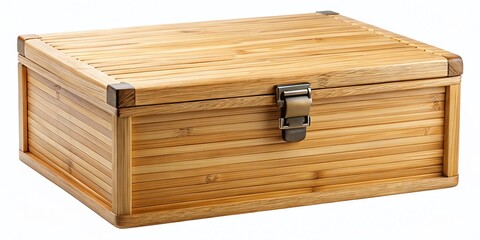Elegant Bamboo Wooden Box with Lid, Natural Texture, Sustainable Packaging, Eco-Friendly Storage