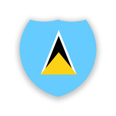 Saint Lucia national flag in the shape of a shield isolated on white. Illustration