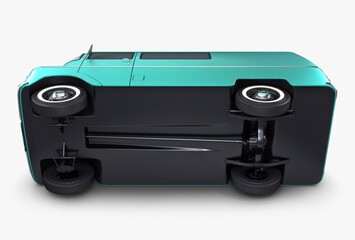 Illustration 3D Generic Retro Cargo Van with Classic Vintage Design for Commercial Transport