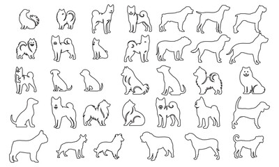 A Collection Of Dogs Icons Collection Isolated Silhouette Solid Icons Including Pet,Family,Border,Animal,Dog Vector Icon Set Linear Pictogram Pack