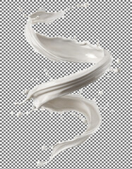 twisted milk splash, liquid or Yogurt splash, Dynamic Milk Splash Isolated on Transparent Background on transparent background, png, psd
