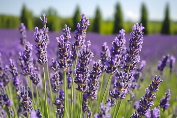 Obraz premium Lavender Field Blooms Sunlight Summer