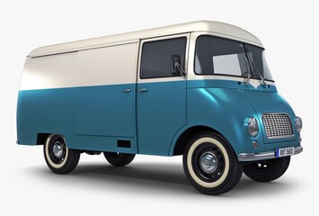 Fototapeta premium Illustration 3D Generic Retro Cargo Van with Classic Vintage Design for Commercial Transport