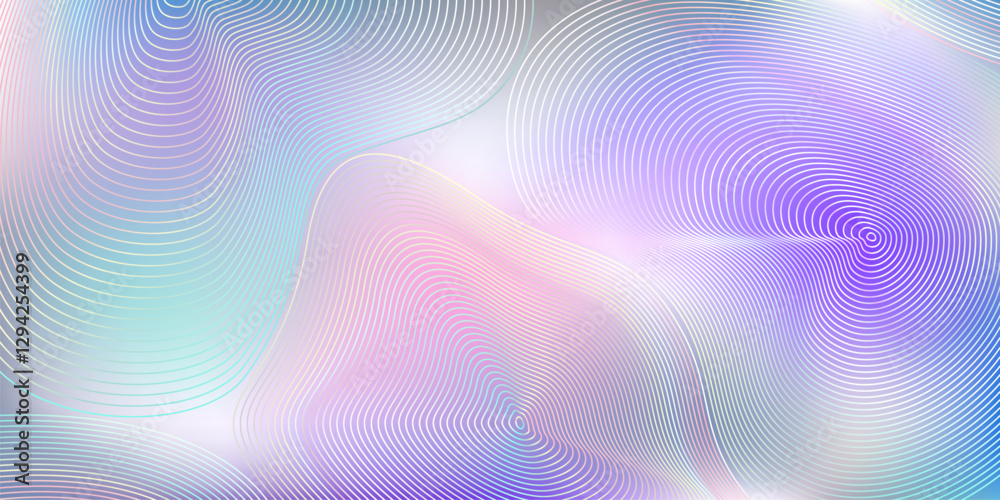 Poster abstract background with hologram gradient and lines. vector modern graphic in pastel colors. blue, 