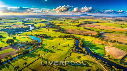 Panoramic Aerial View of Liverpool Plains, NSW, Australia: Detailed Outline Map Overlay