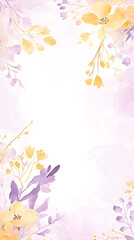 Watercolor frame with pastel colors, yellow and mint green, white background
