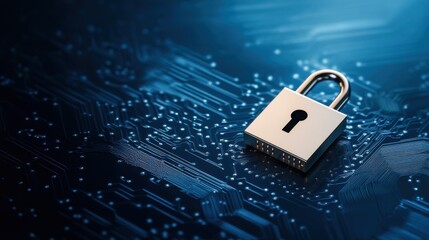 Digital Lock Symbolizing Cybersecurity and Data Protection in a Technological Environment