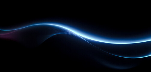 Wave background with elegant blue neon wave effect. Premium design for wallpaper, banner, poster.