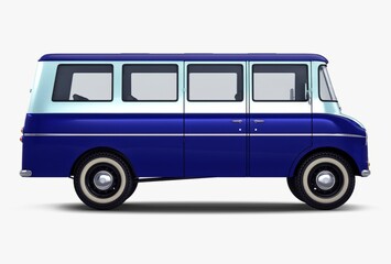 Illustration 3D Generic Retro Passenger Van with Classic Vintage Design