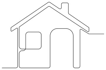 Continuous one line drawing House concept art illustration of white background
