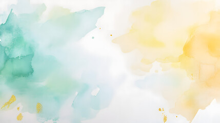 Obraz premium Watercolor frame with pastel colors, yellow and mint green, white background 