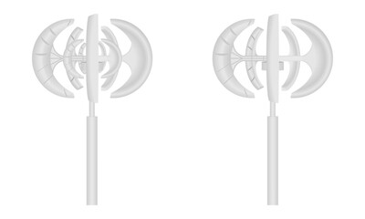 realistic vertical axis wind turbine generator for house  set vector illustration isolated on white background.