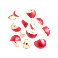 Fototapeta premium Red Apple Slices Falling Delicious Juicy Fruit Delight