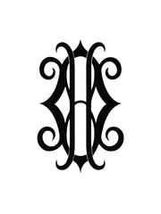 Ornate monogram vector graphic design.