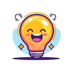 Fototapeta premium Happy Lightbulb Idea ,transparent background