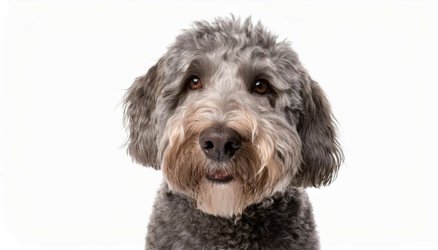 grey weimardoodle dog isolated on a white background