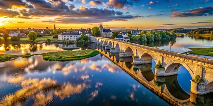 Panoramic View of the Old Loire Bridge, Decize, France