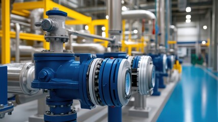Fototapeta premium Industrial Pump System Installation for Efficient Fluid Transportation in Modern Manufacturing Facility
