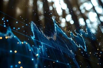 Financial Data Stream: Capturing the essence of the financial world, with intricate lines of data and a bokeh effect