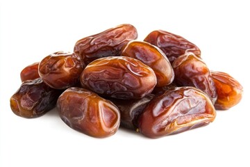 Obraz premium Pile of dates isolated on a white background with a clipping path
