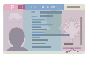 Residence permit (titre de séjour in french), permanent resident card in France (flat design)
