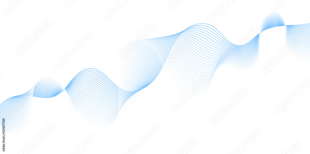 Aufkleber Smooth wave abstract vector background layout design.background image with dynamic curves.Abstract blue futuristic blend waves lines technology background and sound wave lines on white background.	