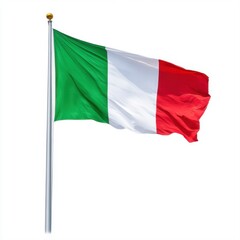 Obraz premium Italian Flag Waving in the Breeze Against a Clear Blue Sky Symbolizing National Pride and Cultural Heritage