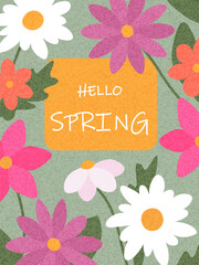 Spring card or posters for the spring holiday with wildflowers. Hand drawn floral frames and templates for Womens Day March 8, birthday and Mothers Day