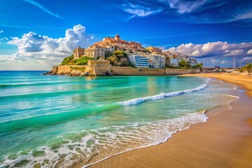 Peñíscola Spain: Stunning Sandy Beach, Costa del Azahar - Rule of Thirds Composition