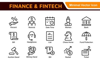Finance and Accounting Icons Collection. Vector-Based Icons for Money Management, Investment, Taxes, and Business Finance