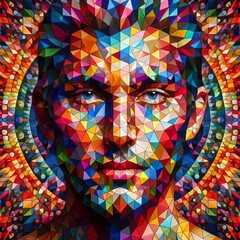 Fototapeta premium Portrait composed of geometric tessellations