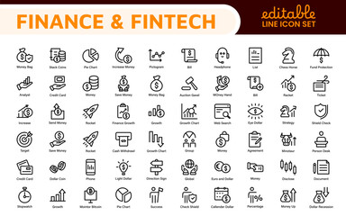 Finance and Accounting Icons Collection. Vector-Based Icons for Money Management, Investment, Taxes, and Business Finance