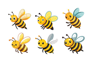 Adorable Cartoon Bees - Cute & Playful Honey Bee Vector Illustrations
