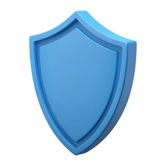 Isolated 3D illustration of a blue shield, representing security, defense, and protection on white. Minimal 3D icon render.